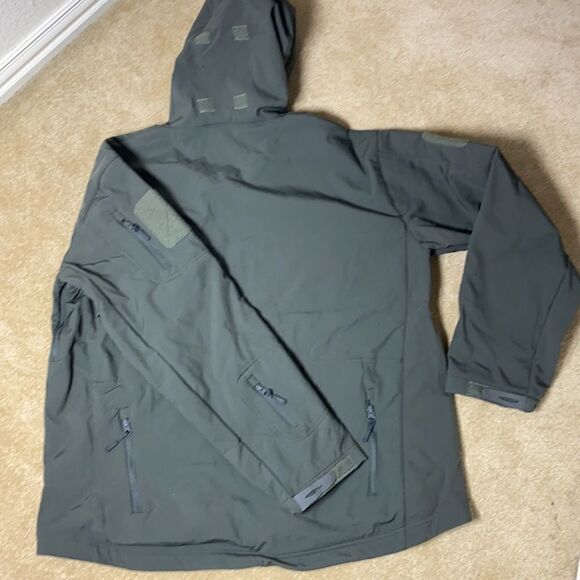 Men’s Hooded Tactical Jacket Soft Shell Full Zip Gray Size 4XL NEW - Picture 9 of 12